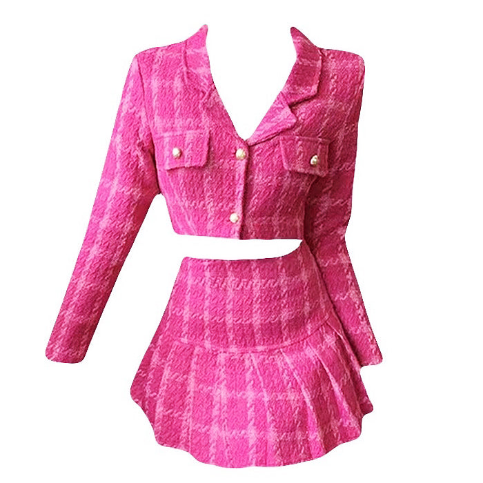 Cute Everyday Outfits, Outfit Inspo Casual Y2K Pink Tweed Jacket & Skirt Co-Ord