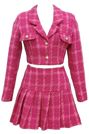 Cute Everyday Outfits, Outfit Inspo Casual Y2K Pink Tweed Jacket & Skirt Co-Ord
