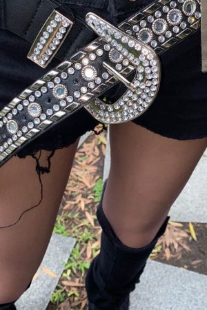 Cute Everyday Outfits, Outfit Inspo Casual Y2K Rhinestone Belt