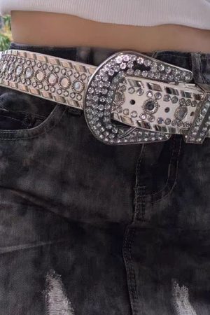 Cute Everyday Outfits, Outfit Inspo Casual Y2K Rhinestone Belt