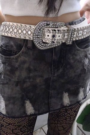 Cute Everyday Outfits, Outfit Inspo Casual Y2K Rhinestone Belt