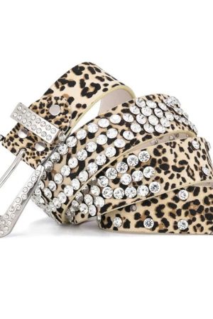 Cute Everyday Outfits, Outfit Inspo Casual Y2K Rhinestone Leopard Belt