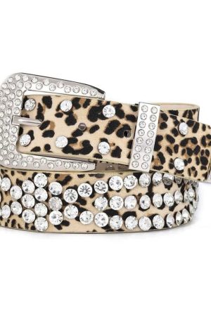 Cute Everyday Outfits, Outfit Inspo Casual Y2K Rhinestone Leopard Belt