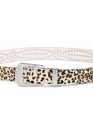 Cute Everyday Outfits, Outfit Inspo Casual Y2K Rhinestone Leopard Belt