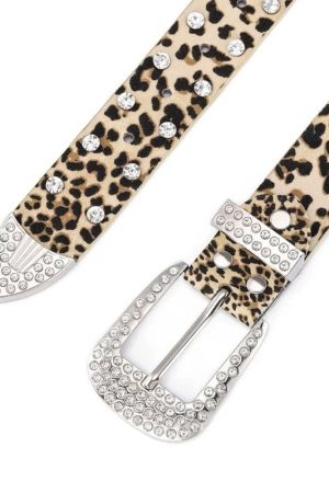 Cute Everyday Outfits, Outfit Inspo Casual Y2K Rhinestone Leopard Belt