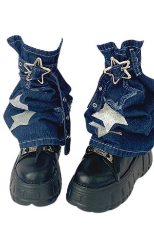 Cute Everyday Outfits, Outfit Inspo Casual Y2K Star Denim Leg Warmers