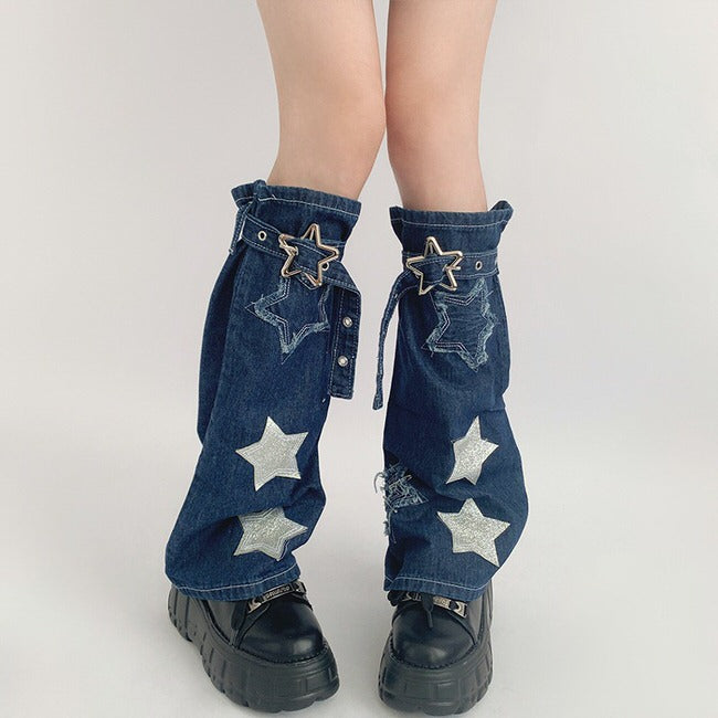 Cute Everyday Outfits, Outfit Inspo Casual Y2K Star Denim Leg Warmers Cute Everyday Outfits, Outfit Inspo Casual Y2K Star Denim Leg Warmers