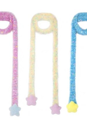 Cute Everyday Outfits, Outfit Inspo Casual Y2K Star Fairy Fuzzy Scarf