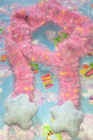 Cute Everyday Outfits, Outfit Inspo Casual Y2K Star Fairy Fuzzy Scarf