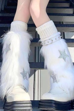 Cute Everyday Outfits, Outfit Inspo Casual Y2K Star Fuzzy Leg Warmers