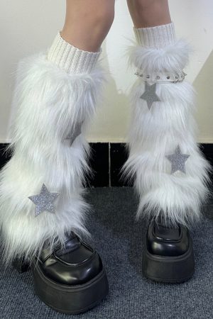Cute Everyday Outfits, Outfit Inspo Casual Y2K Star Fuzzy Leg Warmers