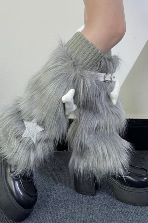 Cute Everyday Outfits, Outfit Inspo Casual Y2K Star Fuzzy Leg Warmers