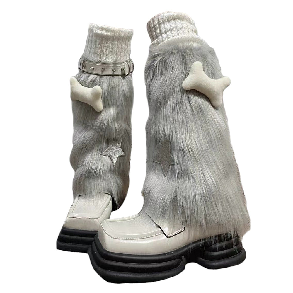 Cute Everyday Outfits, Outfit Inspo Casual Y2K Star Fuzzy Leg Warmers