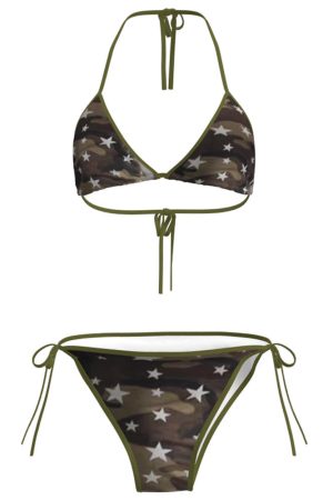 Cute Everyday Outfits, Outfit Inspo Casual Y2K Star Pattern Camo Bikini Set