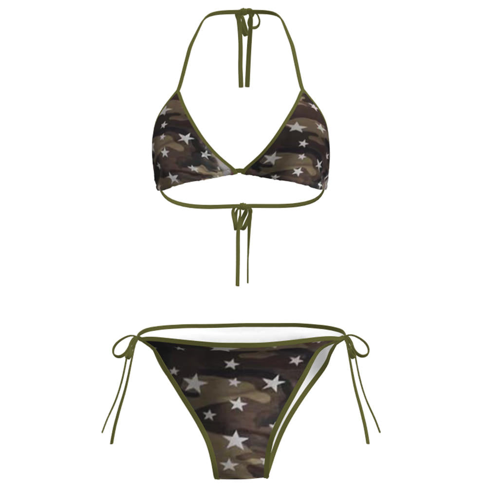 Cute Everyday Outfits, Outfit Inspo Casual Y2K Star Pattern Camo Bikini Set