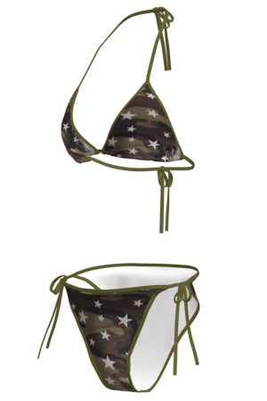 Cute Everyday Outfits, Outfit Inspo Casual Y2K Star Pattern Camo Bikini Set
