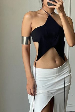 Cute Everyday Outfits, Outfit Inspo Casual Y2K Star-Shaped Backless Top