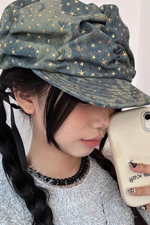 Cute Everyday Outfits, Outfit Inspo Casual Y2K Stars Denim Baker Boy Cap