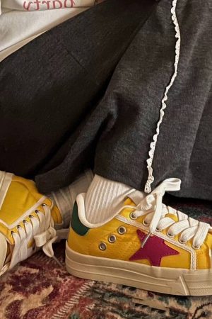 Cute Everyday Outfits, Outfit Inspo Casual Yellow & Red Star Sneakers