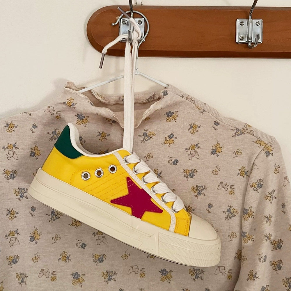 Cute Everyday Outfits, Outfit Inspo Casual Yellow & Red Star Sneakers Cute Everyday Outfits, Outfit Inspo Casual Yellow & Red Star Sneakers