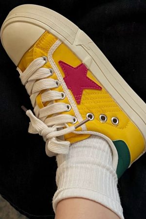 Cute Everyday Outfits, Outfit Inspo Casual Yellow & Red Star Sneakers