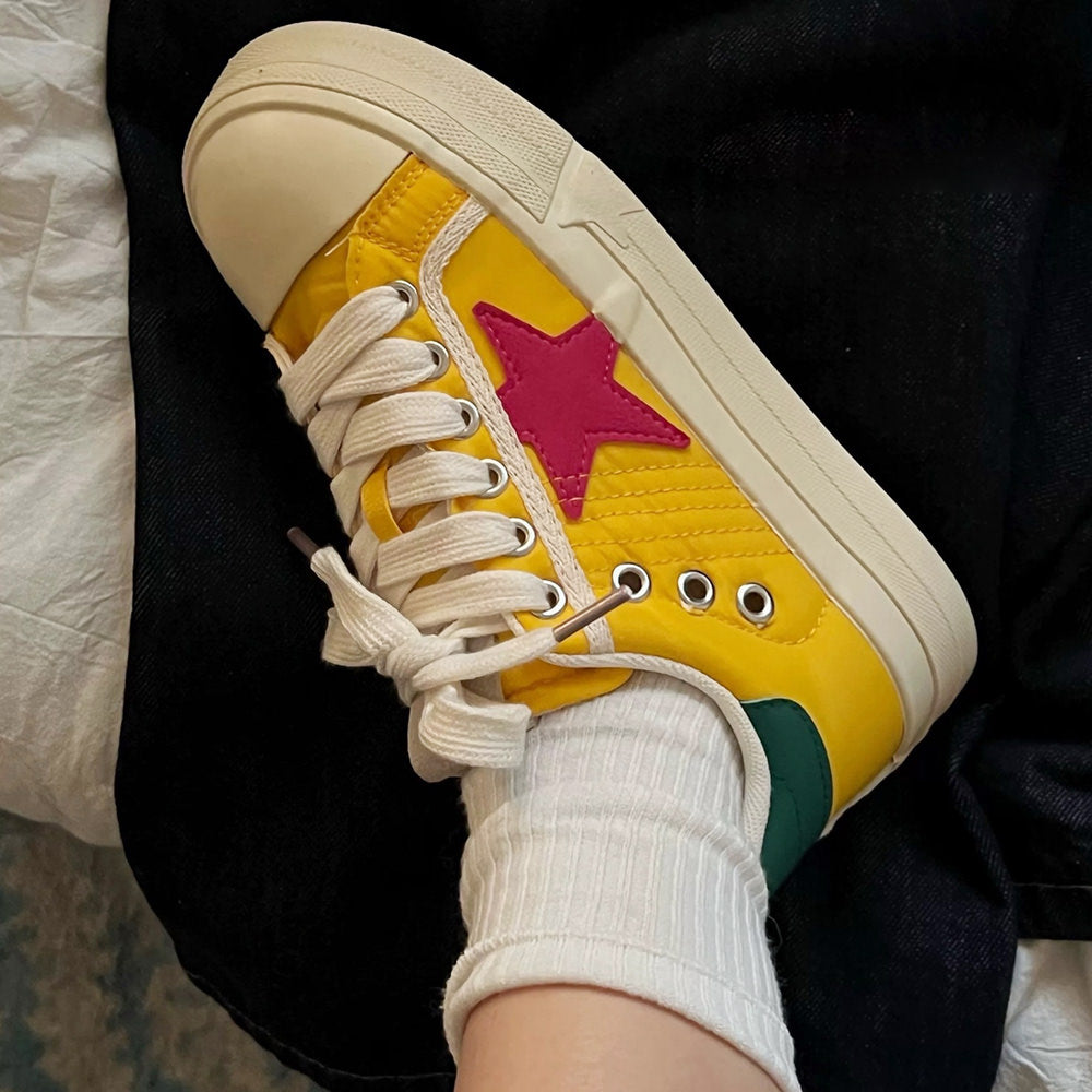 Cute Everyday Outfits, Outfit Inspo Casual Yellow & Red Star Sneakers Cute Everyday Outfits, Outfit Inspo Casual Yellow & Red Star Sneakers
