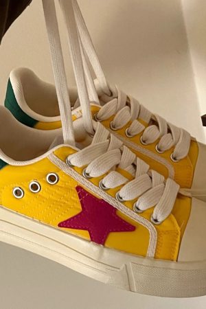 Cute Everyday Outfits, Outfit Inspo Casual Yellow & Red Star Sneakers