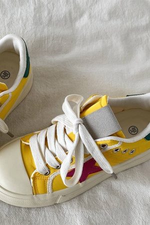 Cute Everyday Outfits, Outfit Inspo Casual Yellow & Red Star Sneakers