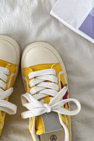 Cute Everyday Outfits, Outfit Inspo Casual Yellow & Red Star Sneakers