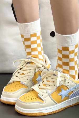 Cute Everyday Outfits, Outfit Inspo Casual Yellow Star Aesthetic Sneakers
