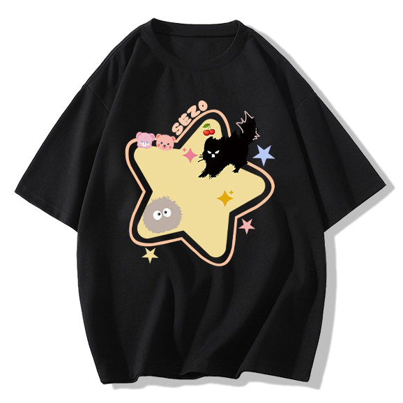 Cute Everyday Outfits, Outfit Inspo Casual Yellow Star Cat T-Shirt Cute Everyday Outfits, Outfit Inspo Casual Yellow Star Cat T-Shirt