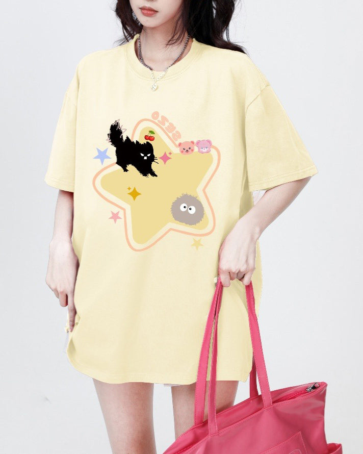Cute Everyday Outfits, Outfit Inspo Casual Yellow Star Cat T-Shirt Cute Everyday Outfits, Outfit Inspo Casual Yellow Star Cat T-Shirt