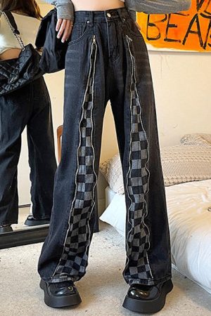 Cute Everyday Outfits, Outfit Inspo Casual Zip Up Checker Jeans