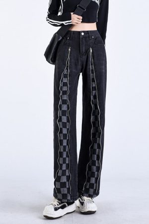 Cute Everyday Outfits, Outfit Inspo Casual Zip Up Checker Jeans