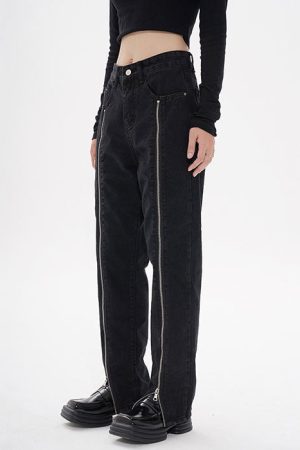 Cute Everyday Outfits, Outfit Inspo Casual Zip Up Leg Grunge Jeans