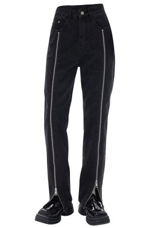 Cute Everyday Outfits, Outfit Inspo Casual Zip Up Leg Grunge Jeans