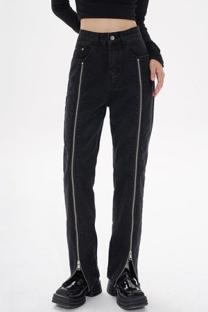 Cute Everyday Outfits, Outfit Inspo Casual Zip Up Leg Grunge Jeans