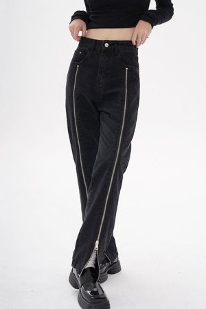 Cute Everyday Outfits, Outfit Inspo Casual Zip Up Leg Grunge Jeans