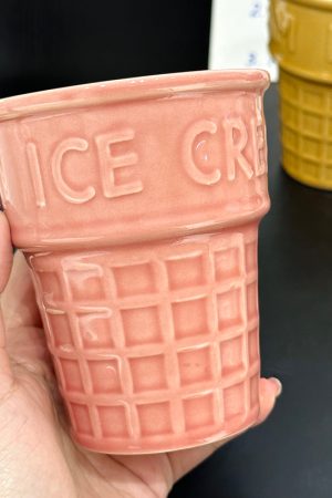 Cute Girl Heart Ceramic Ice Cream Cup - Sweet Cone Round Dessert Cup for Ice Cream Cakes - Trendy 90s Aesthetic Decor