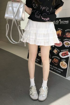 Cute Girl Summer Ballet Style Bow Tie A-Line Skirt - High-Waisted Slimming Short Skirt for Youthful 90s Inspired Fashion
