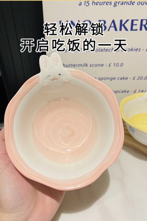 Cute Hand-Painted Cartoon Unicorn Ceramic Bowl with Underglaze, 5-Inch Ice Cream Bowl and Dessert Spoon, Perfect for Kids' Parties