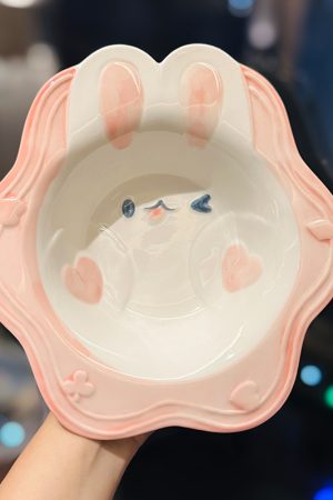 Cute Hand-Painted Cartoon Unicorn Ceramic Bowl with Underglaze, 5-Inch Ice Cream Bowl and Dessert Spoon, Perfect for Kids' Parties