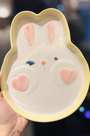 Cute Hand-Painted Cartoon Unicorn Ceramic Bowl with Underglaze, 5-Inch Ice Cream Bowl and Dessert Spoon, Perfect for Kids' Parties