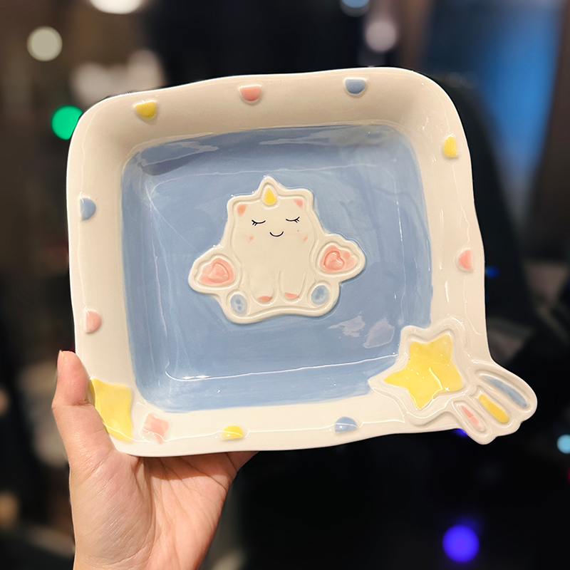 Cute Hand-Painted Cartoon Unicorn Ceramic Bowl with Underglaze, 5-Inch Ice Cream Bowl and Dessert Spoon, Perfect for Kids' Parties Cute Hand-Painted Cartoon Unicorn Ceramic Bowl with Underglaze, 5-Inch Ice Cream Bowl and Dessert Spoon, Perfect for Kids' Parties