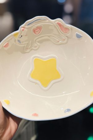 Cute Hand-Painted Cartoon Unicorn Ceramic Bowl with Underglaze, 5-Inch Ice Cream Bowl and Dessert Spoon, Perfect for Kids' Parties