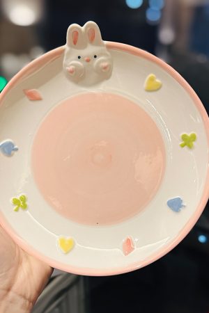 Cute Hand-Painted Cartoon Unicorn Ceramic Bowl with Underglaze, 5-Inch Ice Cream Bowl and Dessert Spoon, Perfect for Kids' Parties
