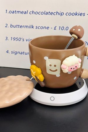 Cute Little Sheep Ceramic Mug with Lid and Spoon - Creative Niche Coffee Mug for Girls, Perfect for Home and Office Use