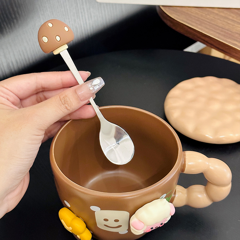 Cute Little Sheep Ceramic Mug with Lid and Spoon - Creative Niche Coffee Mug for Girls, Perfect for Home and Office Use Cute Little Sheep Ceramic Mug with Lid and Spoon - Creative Niche Coffee Mug for Girls, Perfect for Home and Office Use