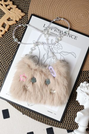 Cute Long-Haired Kitten Plush Crossbody Bag for Girls - Soft Mini Phone Bag, Adorable Animal Design, Perfect for Daily Use