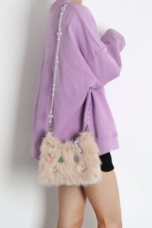 Cute Long-Haired Kitten Plush Crossbody Bag for Girls - Soft Mini Phone Bag, Adorable Animal Design, Perfect for Daily Use